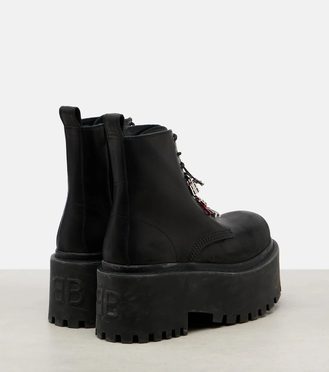 Balenciaga - Embellished leather platform combat boots