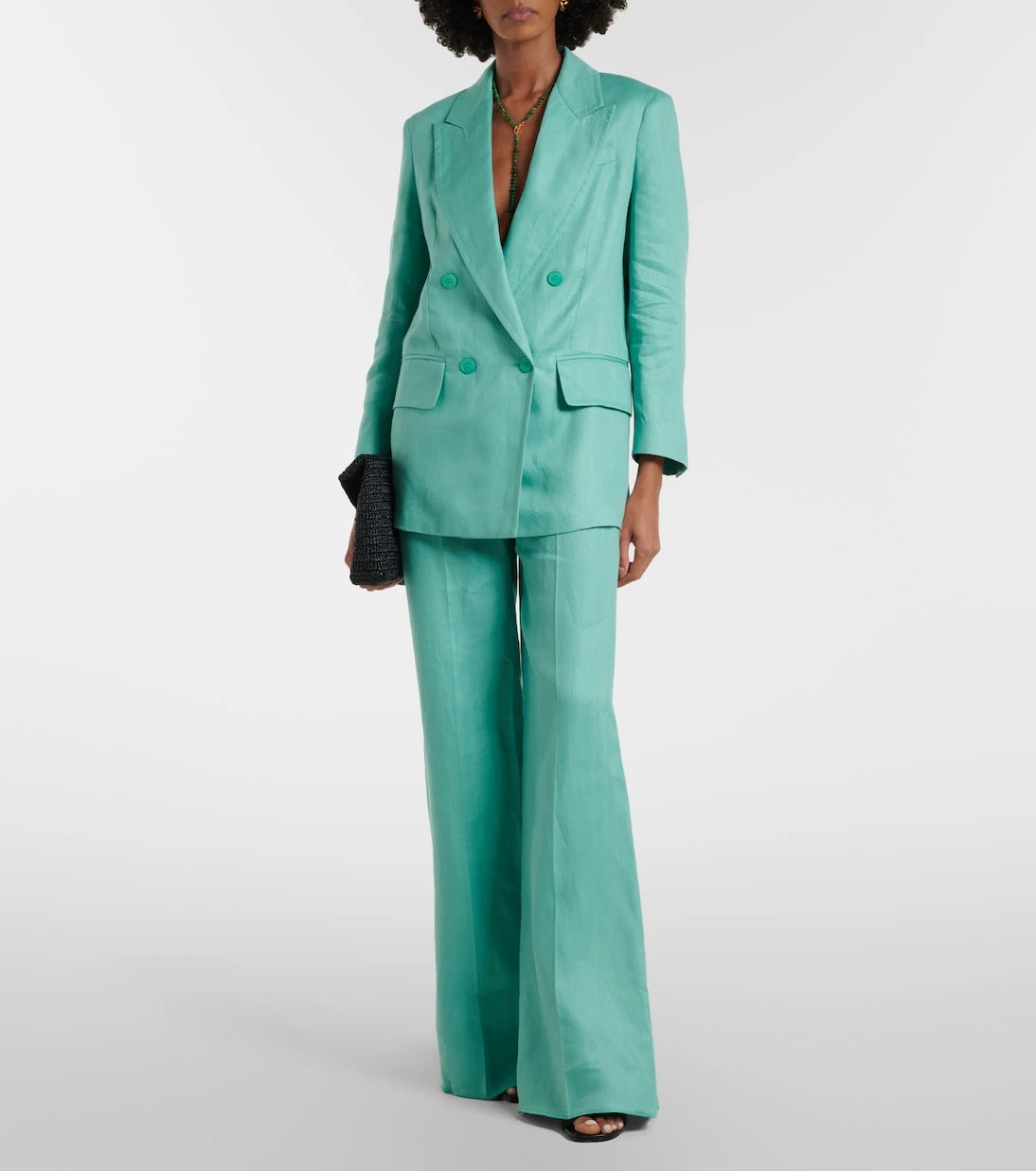 Max Mara - Deserto herringbone linen wide-leg pants