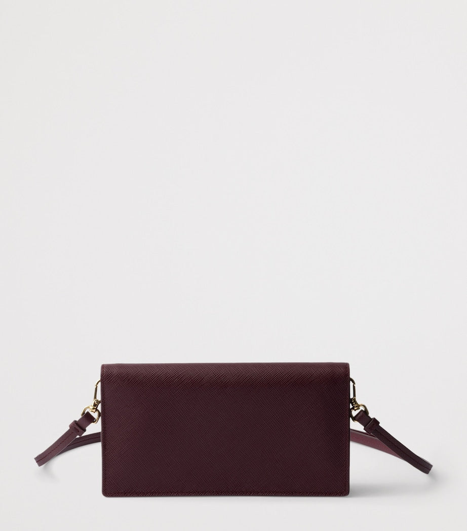 Prada Burgundy Mini Saffiano Leather Clutch Bag