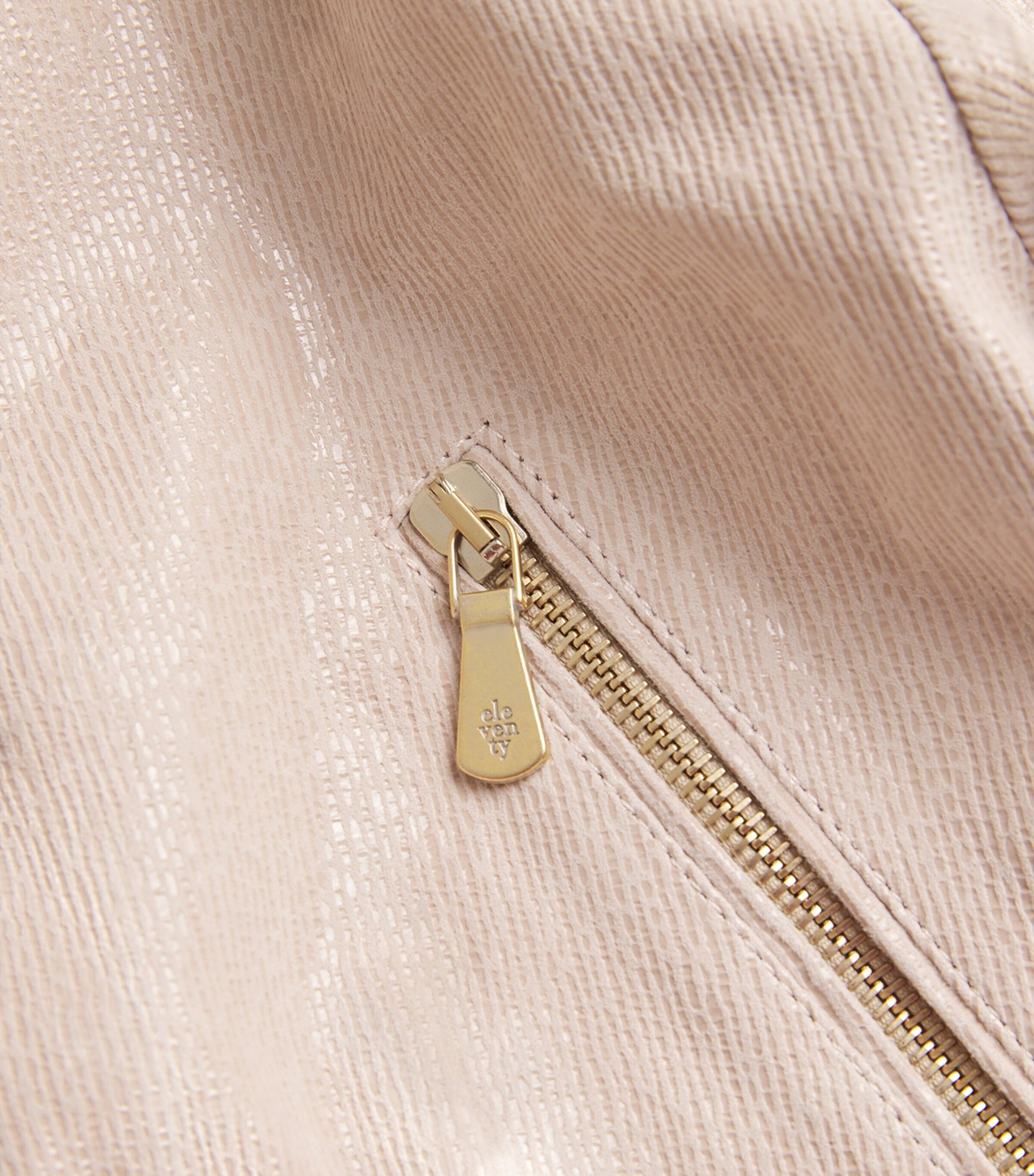 Eleventy Nude Metallic Suede Bomber Jacket
