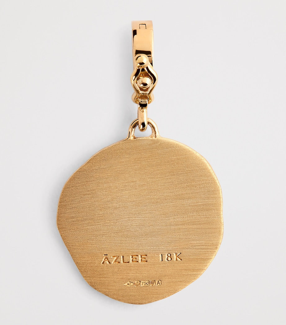 Small Yellow Gold and Diamond Snake Coin Charm