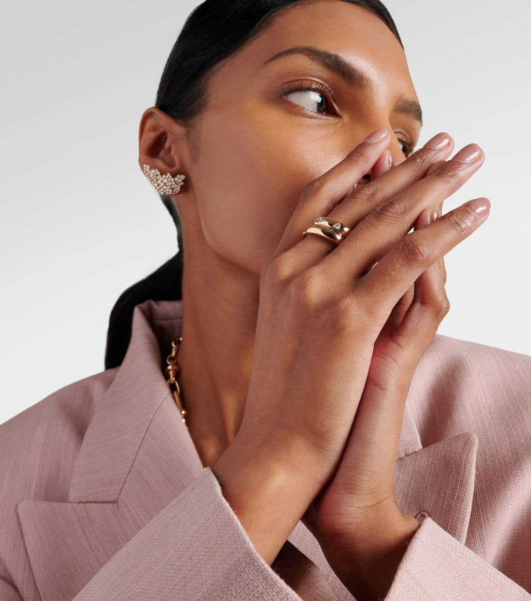 Pomellato - Iconica Extra Slim 18kt rose gold ring with diamonds