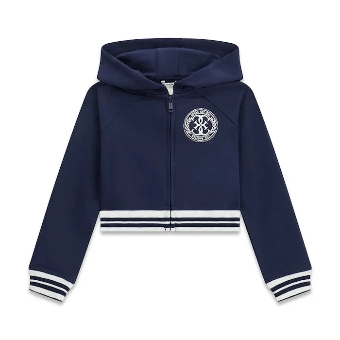 Guess çocuklar için pamuklu fermuarlı kapüşonlu sweatshirt