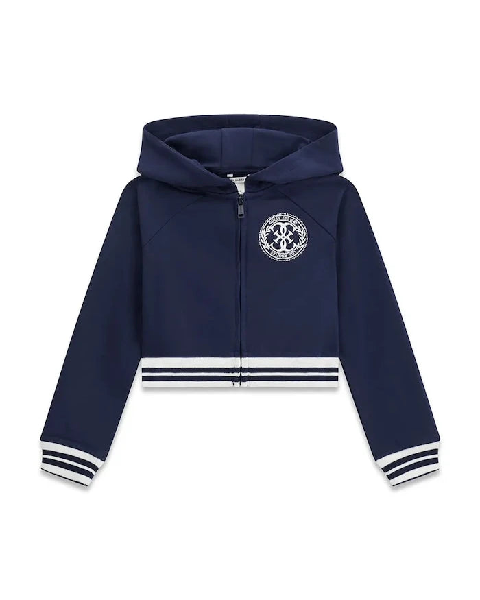 Guess çocuklar için pamuklu fermuarlı kapüşonlu sweatshirt