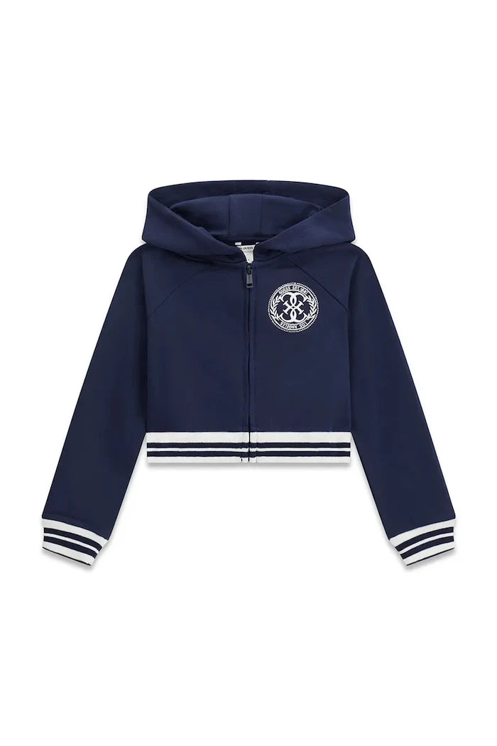 Guess çocuklar için pamuklu fermuarlı kapüşonlu sweatshirt