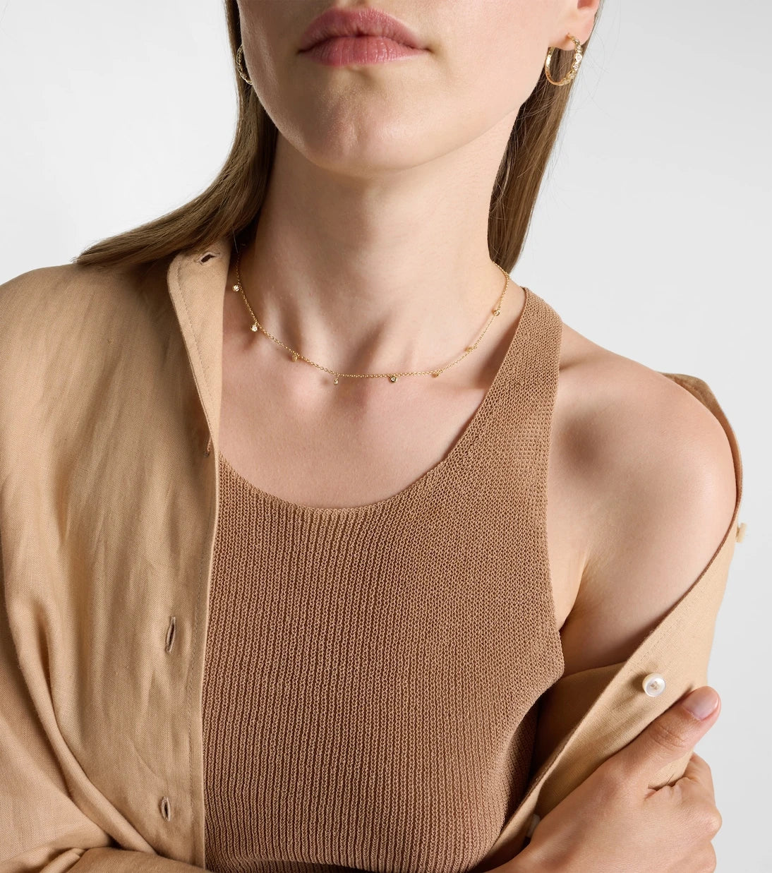 Octavia Elizabeth - Micro Nesting Gem 18kt gold necklace with diamonds