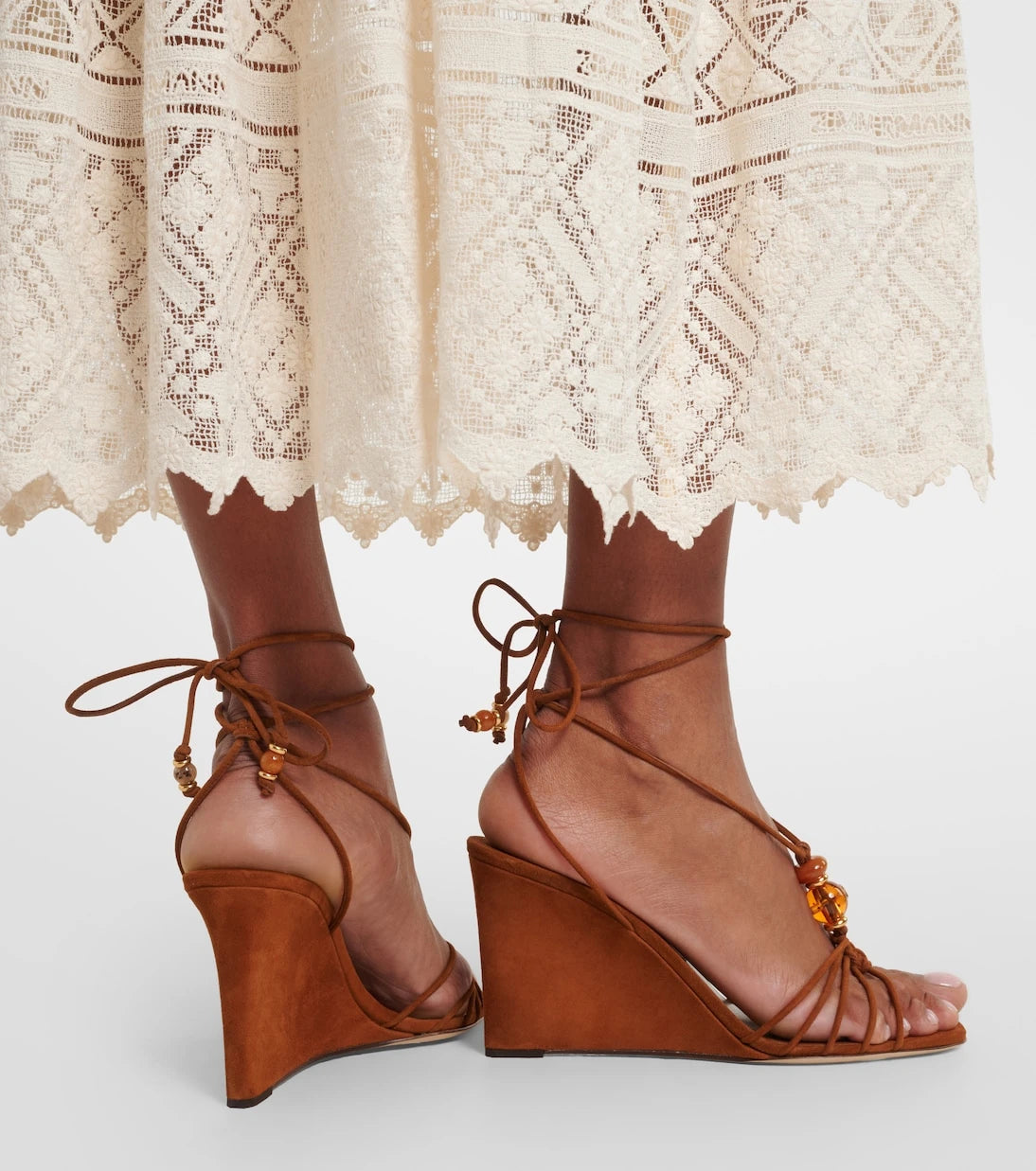 Jimmy Choo - Lova embellished suede wedge sandals
