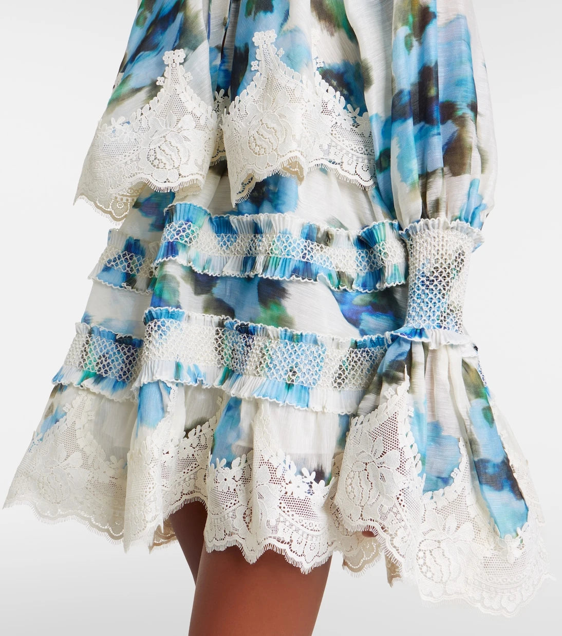 Zimmermann - Floral lace-trimmed minidress