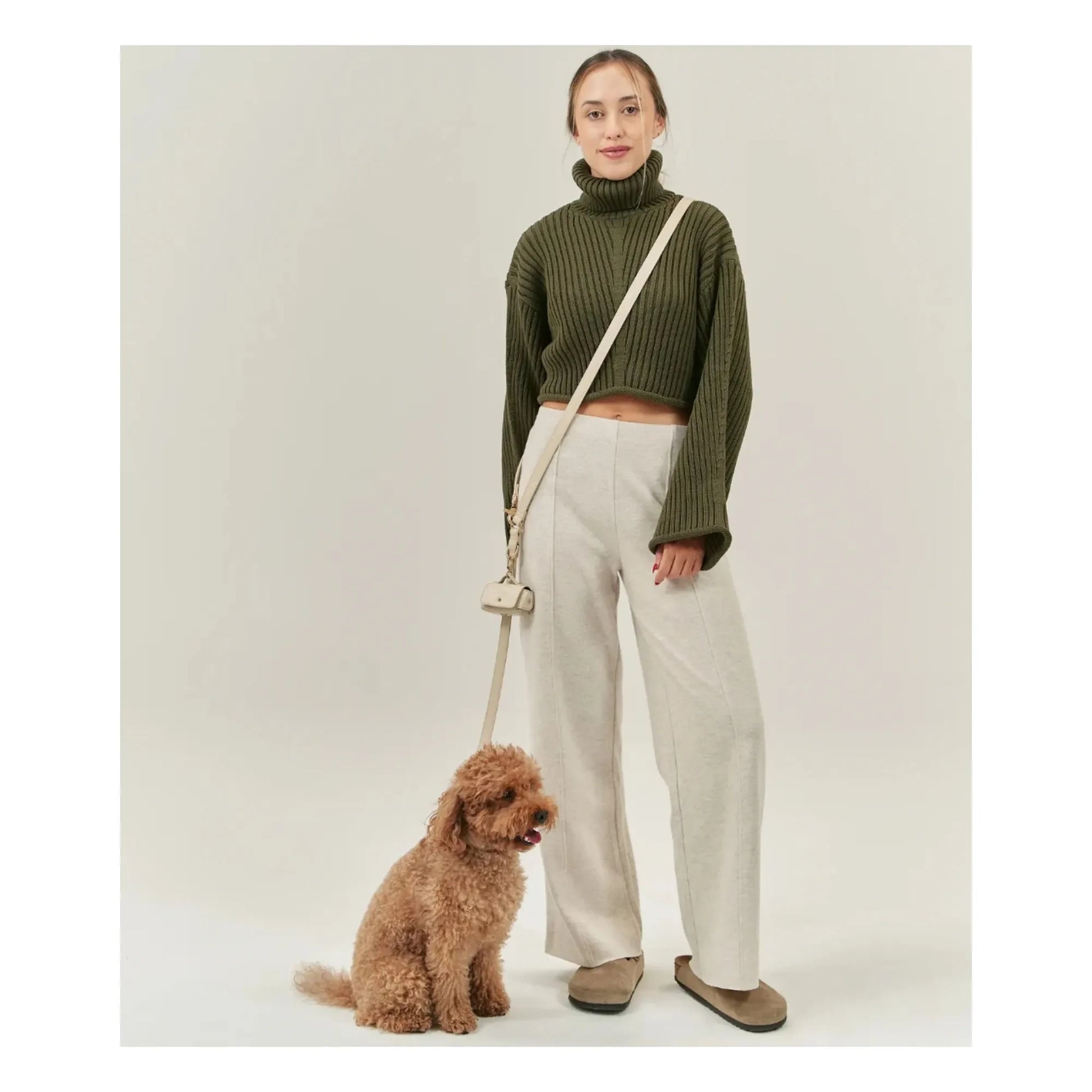 Cafide - 3 position dog leash in vegan leather | Beige