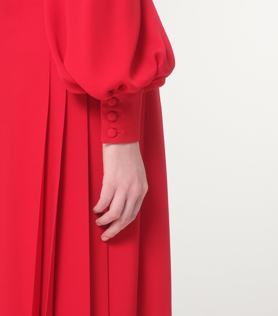 Valentino Red Silk Maxi Shirt Dress