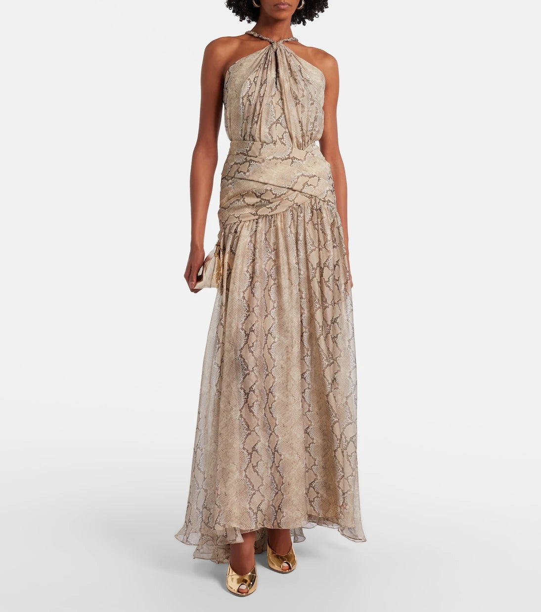 Elie Saab - Snake-print silk chiffon maxi skirt