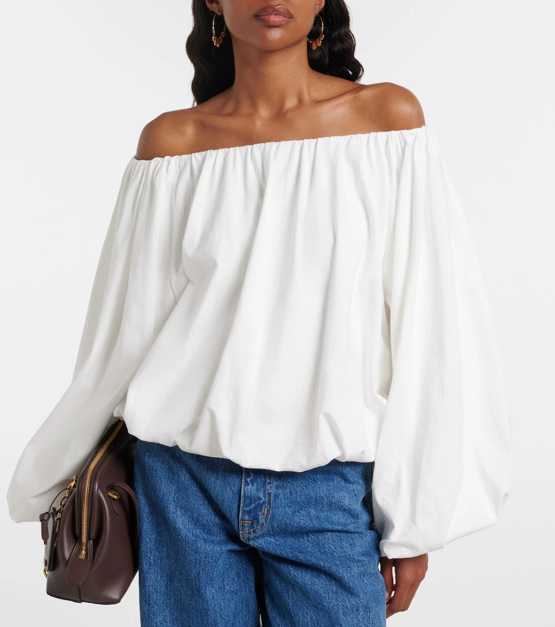 Dorothee Schumacher - Soft Volume cotton poplin off-shoulder top