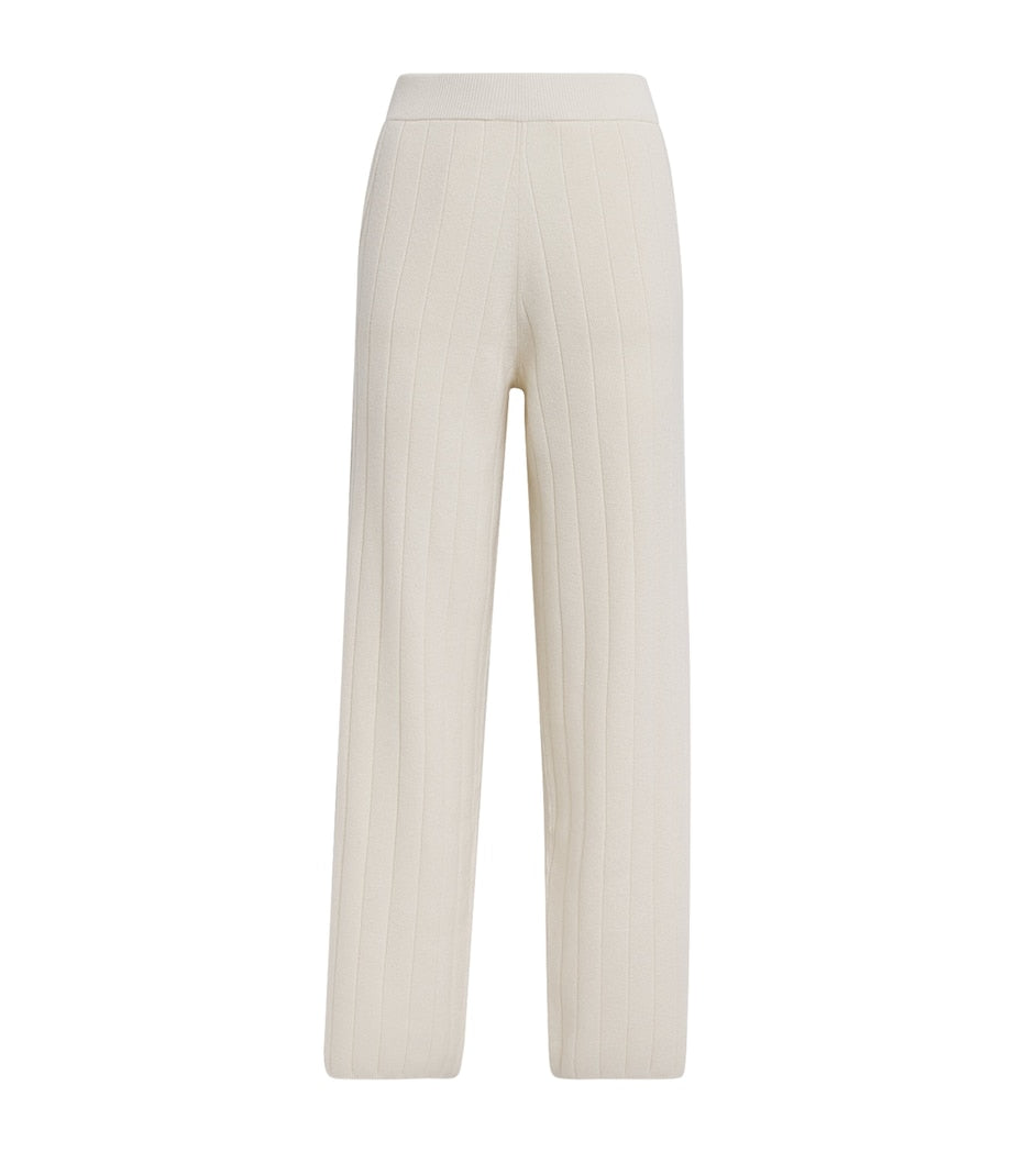 Max Mara White Cashmere Rib-Knit Trousers