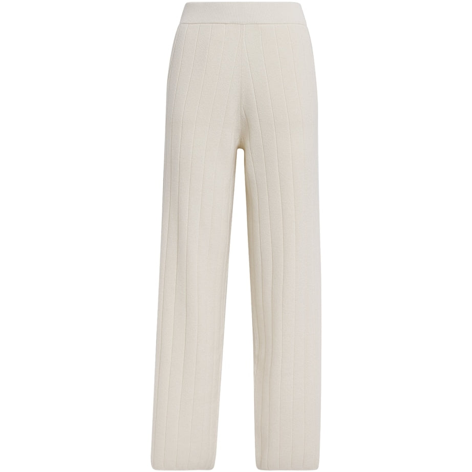 Max Mara White Cashmere Rib-Knit Trousers