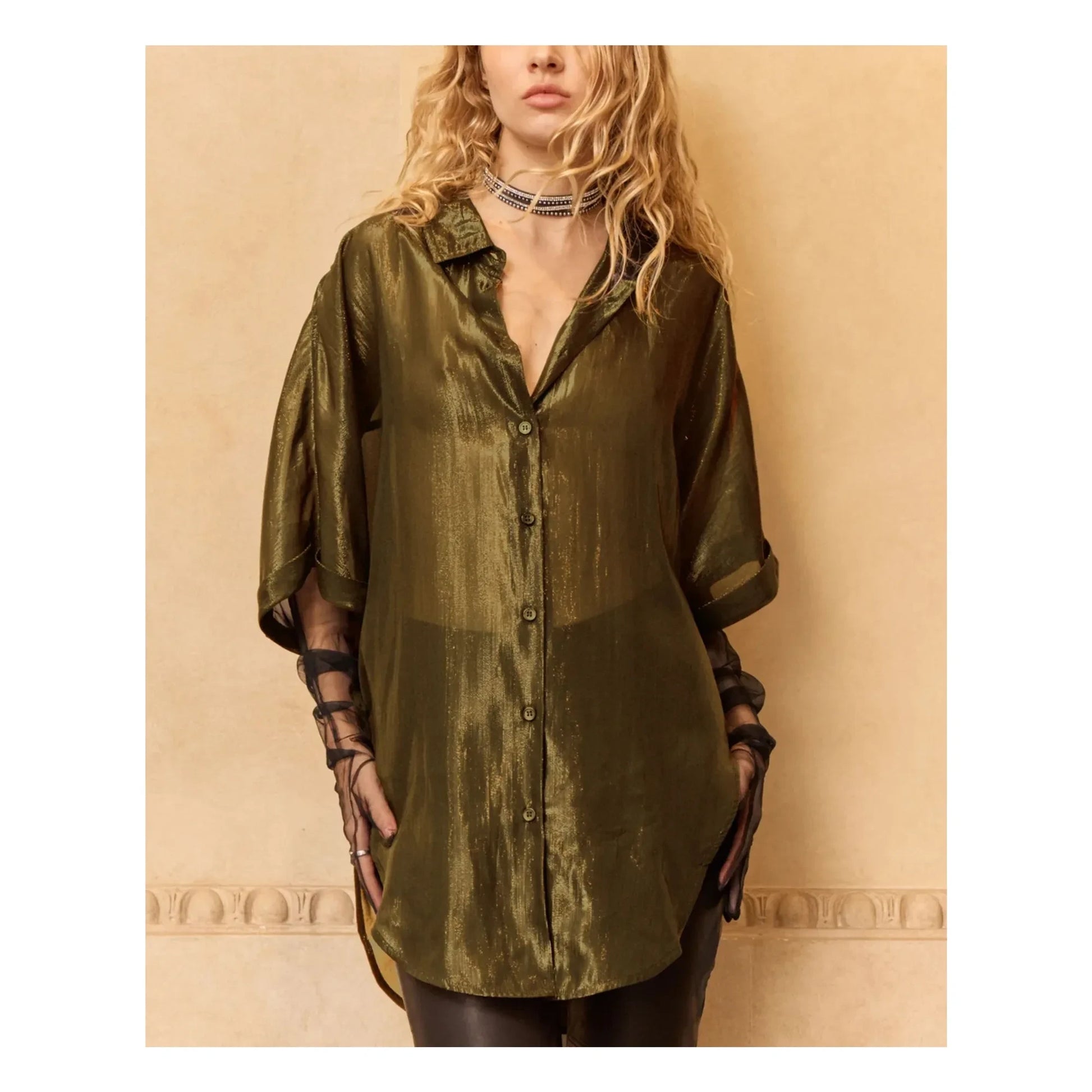 Mes Demoiselles - Light Metallic Blouse | Grey