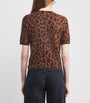 ME+EM Brown Merino Wool-Cashmere Leopard Print T-Shirt