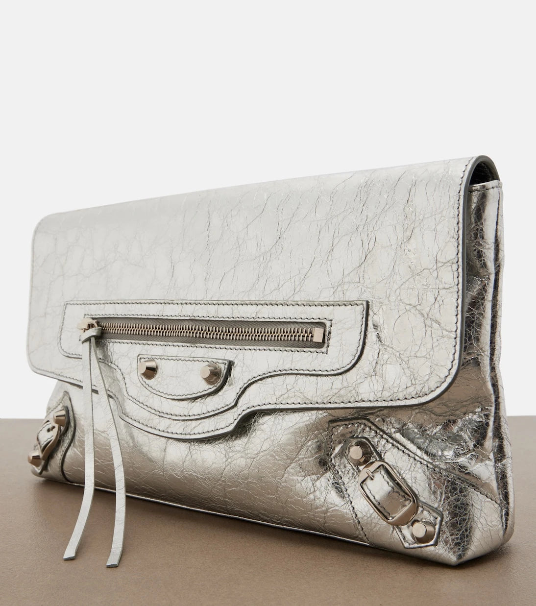 Balenciaga - Le City metallic leather clutch