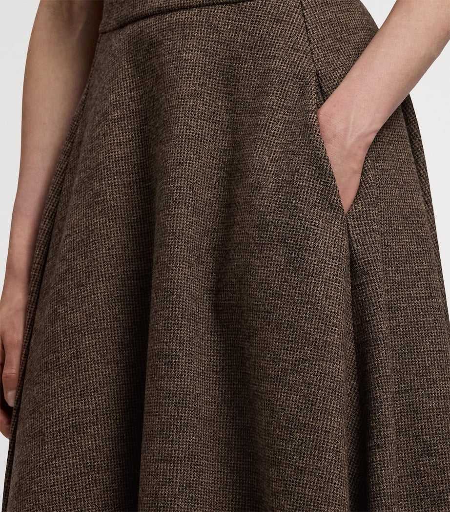 Ralph Lauren Collection Brown Wool Tick-Weave Margaret Midi Dress