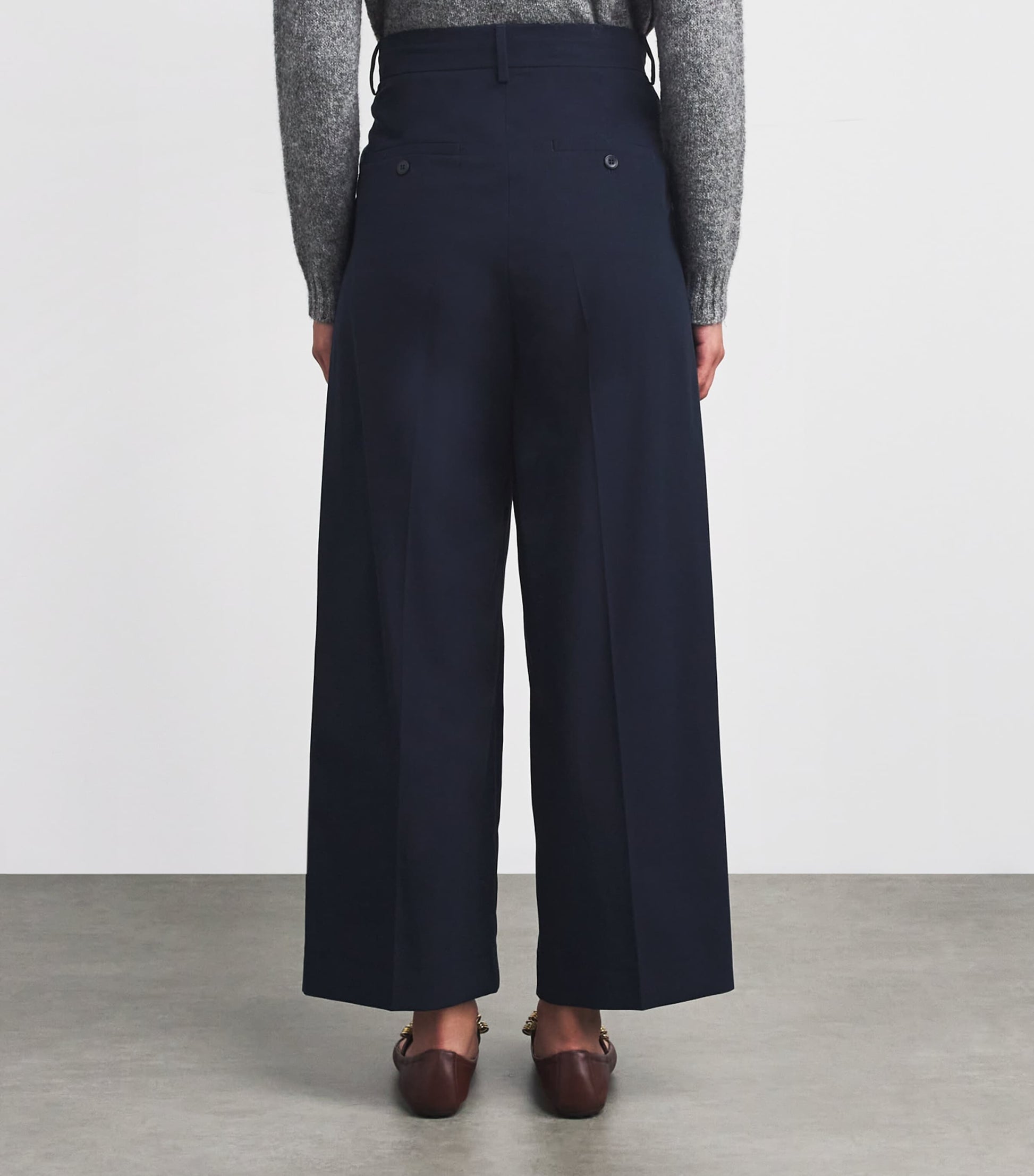 Weekend Max Mara Blue Cotton Wide-Leg Trousers