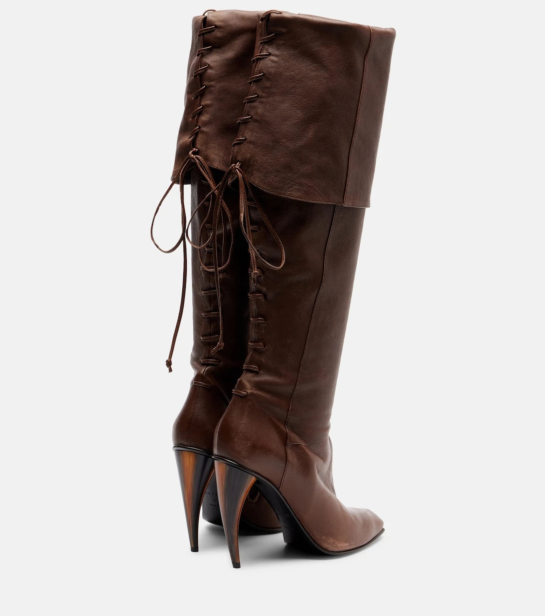McQueen - Horn lace-up leather knee-high boots