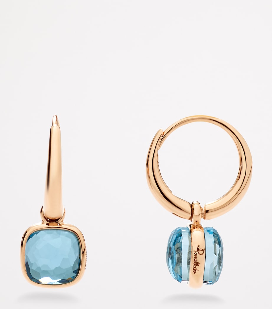 Rose Gold and Blue Topaz Nudo Earrings