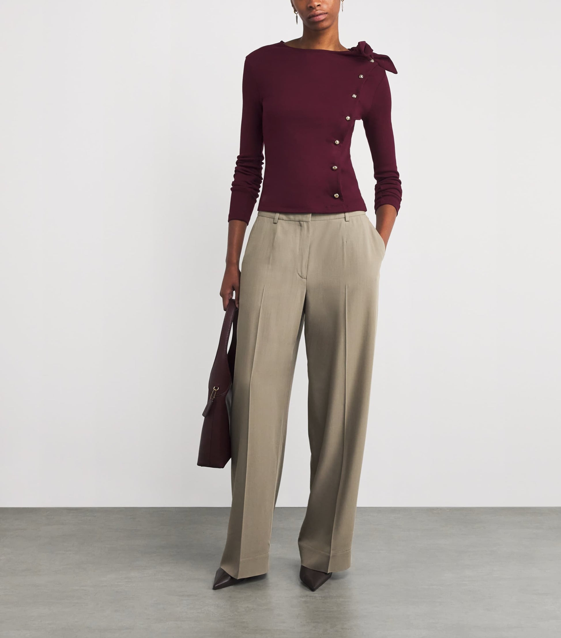 Claudie Pierlot Red Cotton-Blend Bow-Detail Top