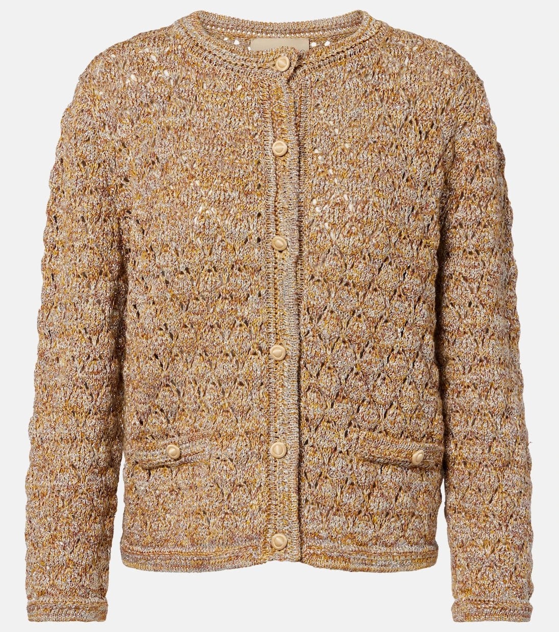 Valentino - Open-knit linen-blend lamé cardigan