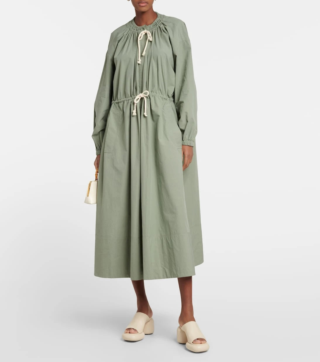 Jil Sander - Drawstring cotton poplin midi dress