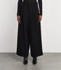 Black Double-Pleat Wide-Leg Trousers