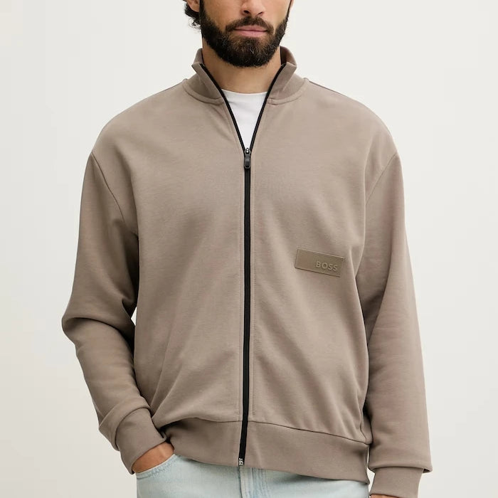BOSS Green Erkek Pamuklu Fermuarlı Sweatshirt SW_Collar Full Zip