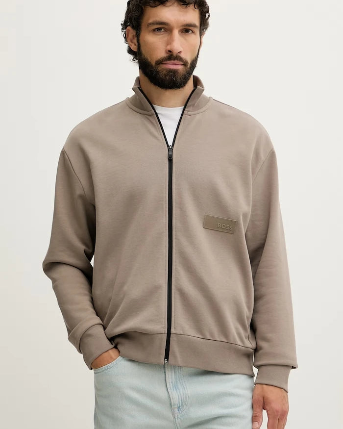 BOSS Green Erkek Pamuklu Fermuarlı Sweatshirt SW_Collar Full Zip