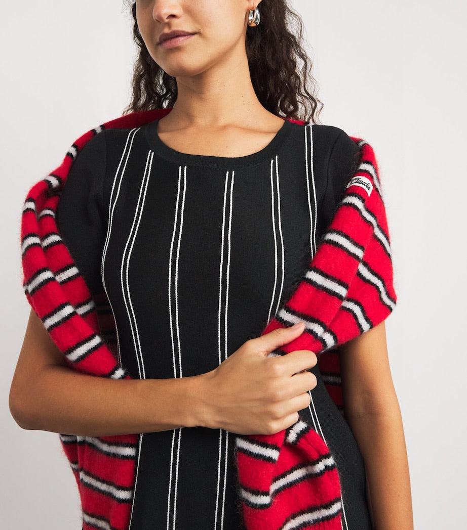 Claudie Pierlot Black Knitted Stripe Mini Dress
