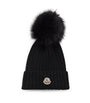 Moncler Black Virgin Wool Pom-Pom Beanie