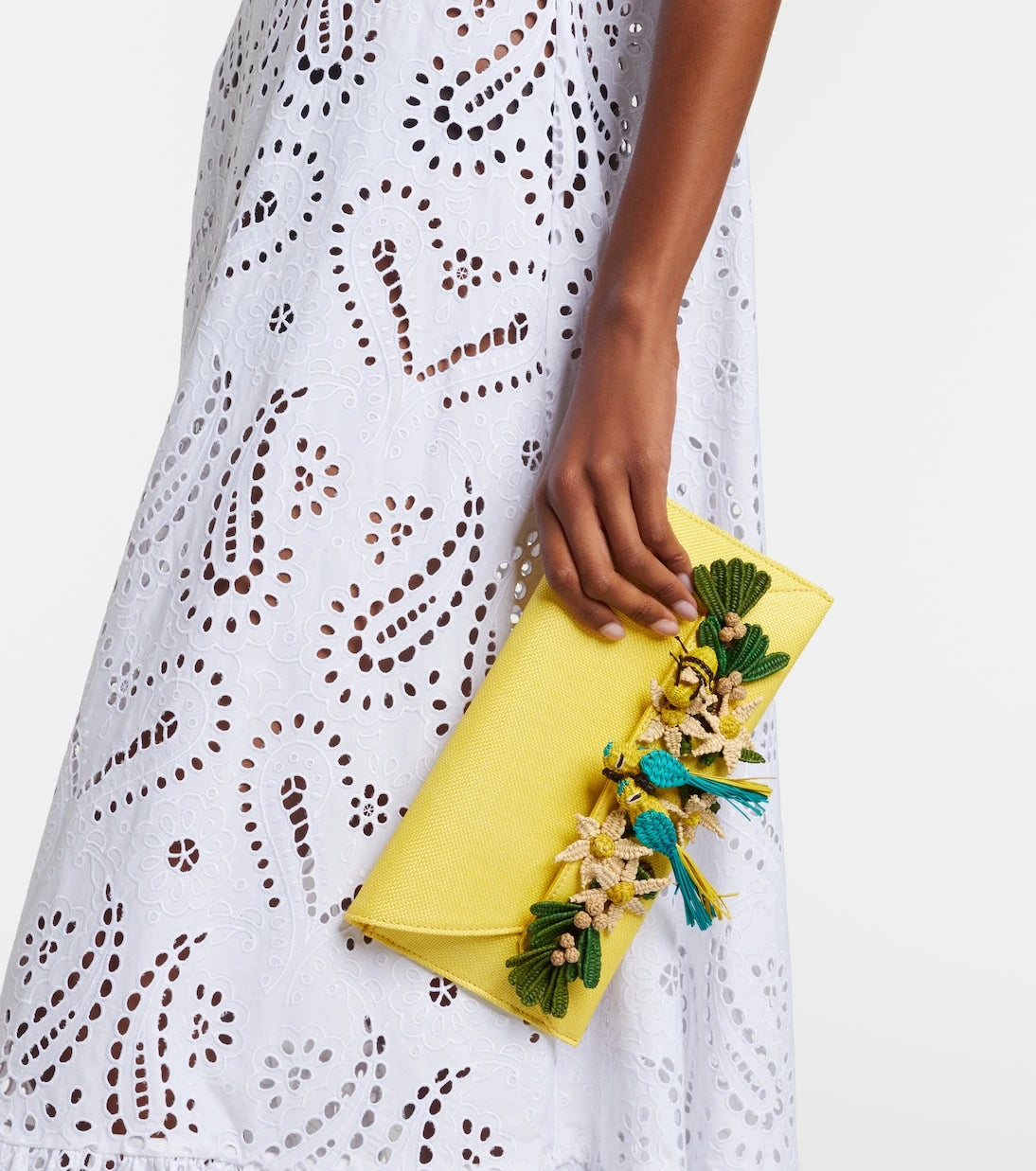 Aquazzura - Birdsong Small raffia clutch