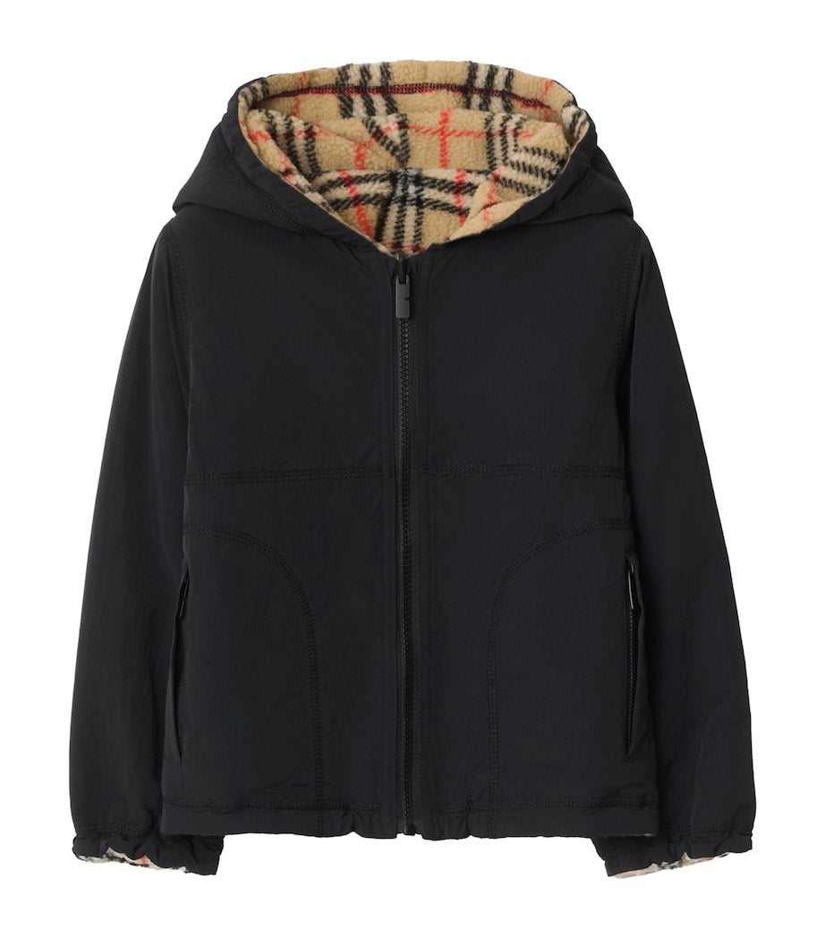 Burberry Kids Fleece Reversible Check Hooded Jacket (3-12 Years)