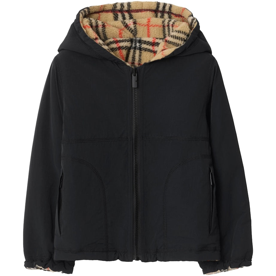 Burberry Kids Fleece Reversible Check Hooded Jacket (3-12 Years)