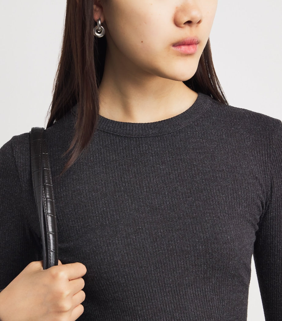 Citizens of Humanity Brown Ribbed Bina Crew-Neck Top