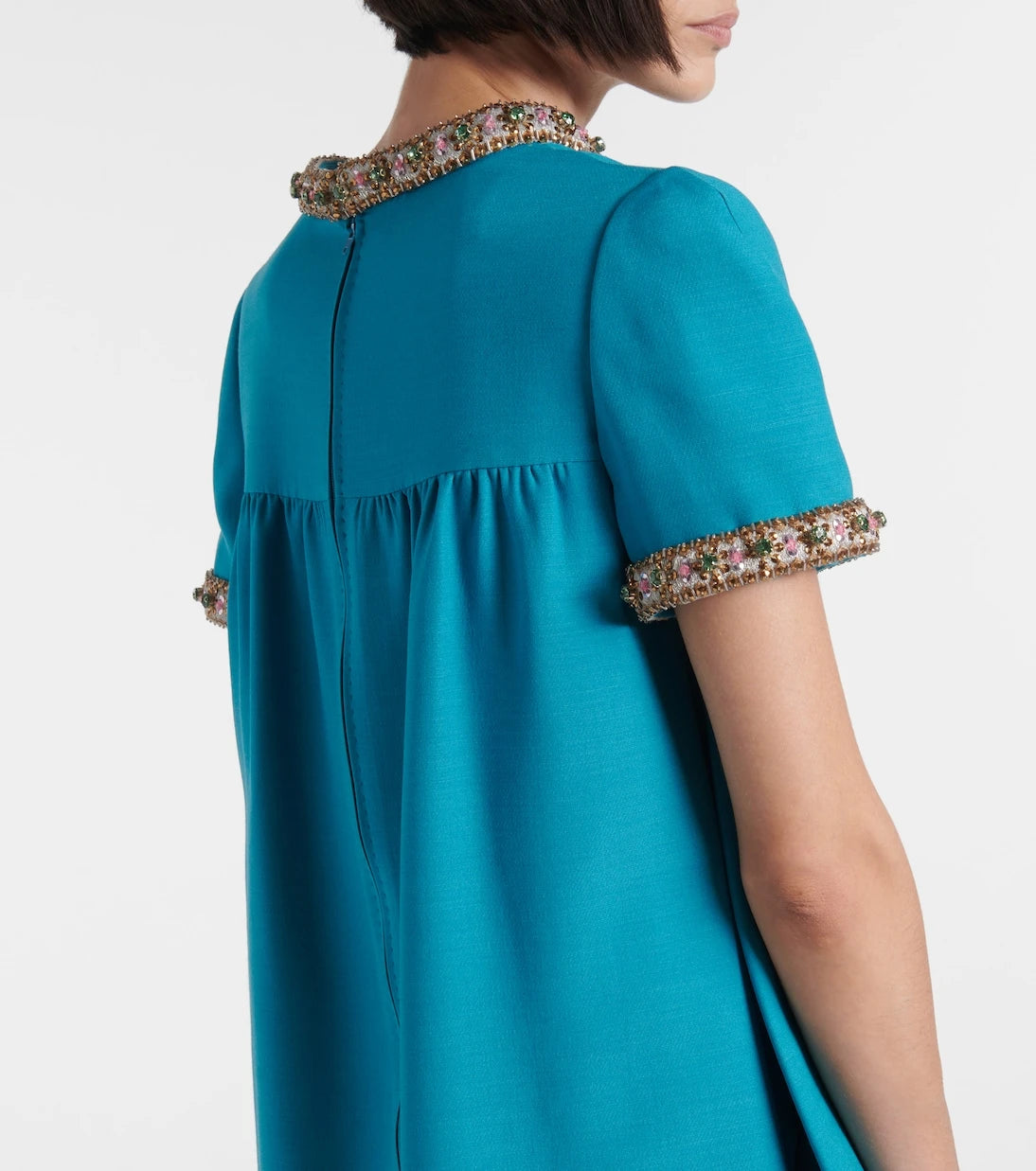 Valentino - Wool and silk embellished cocktail dress