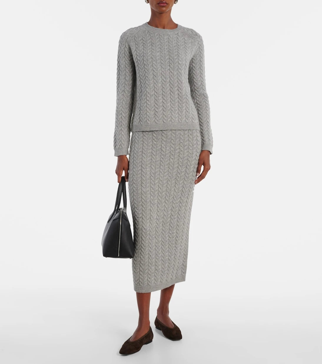 'S Max Mara - تنورة ضيقة من الصوف والكشمير المضلع