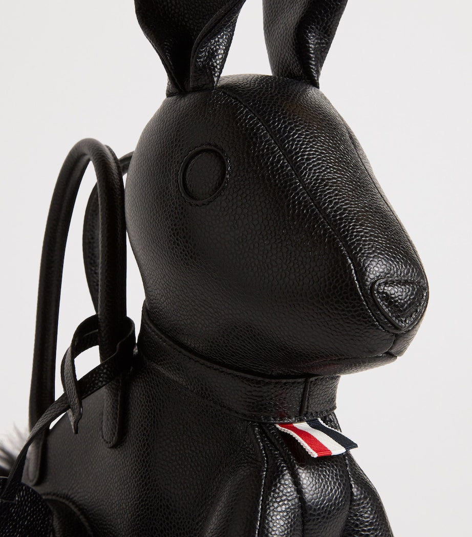 Black Lather Rabbit Top-Handle Bag