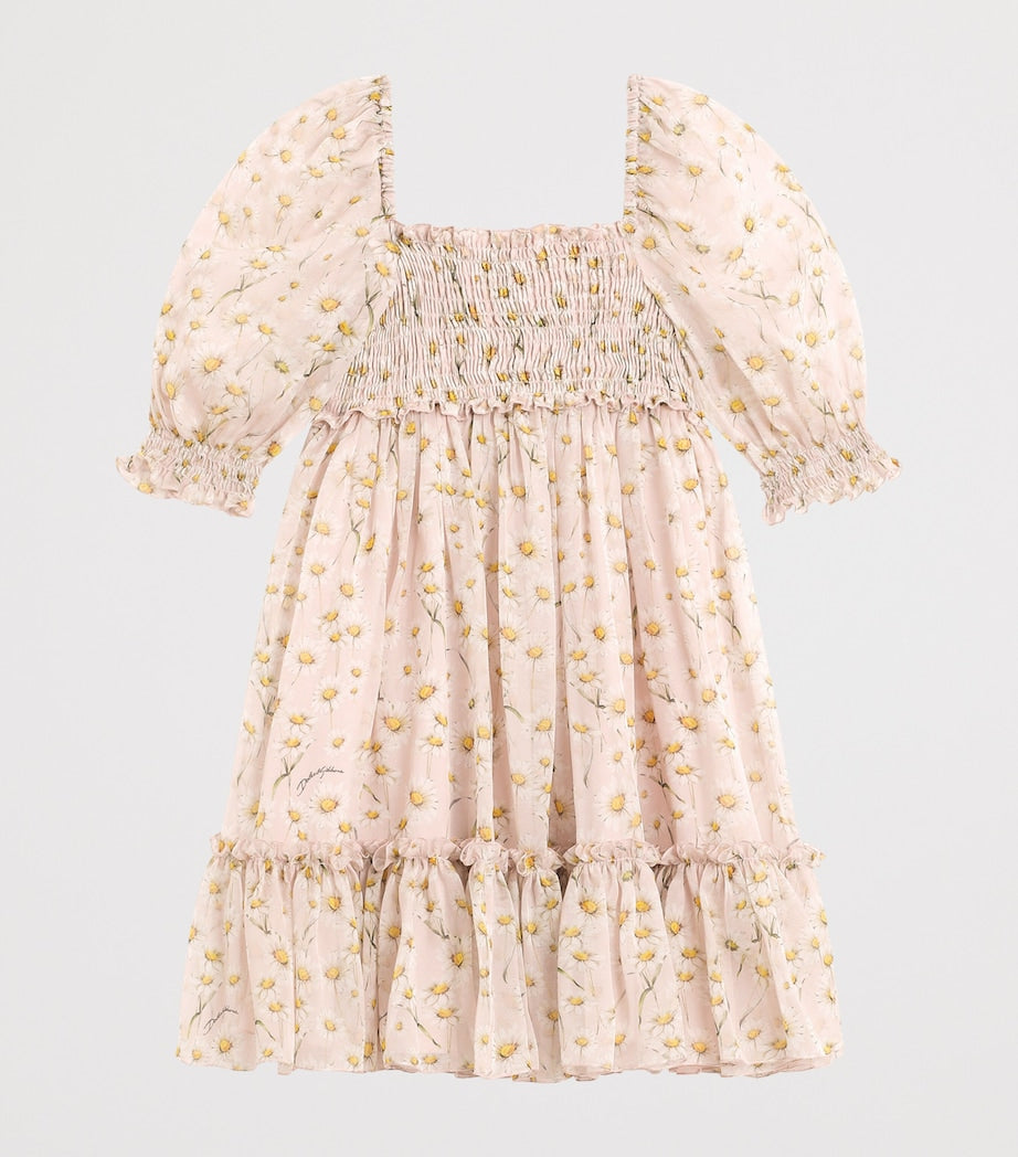 Dolce & Gabbana Kids Silk Chiffon Daisy Print Dress (8-12+ Years)