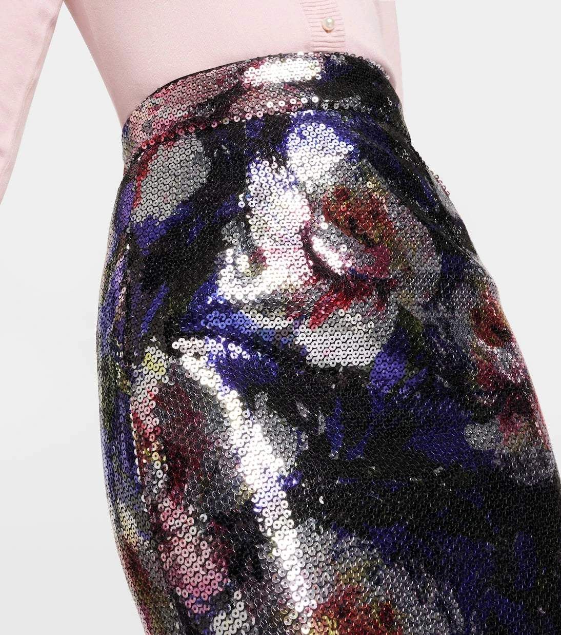Dolce&Gabbana - تنورة ميدي مزينة بالترتر بنقشة زهور