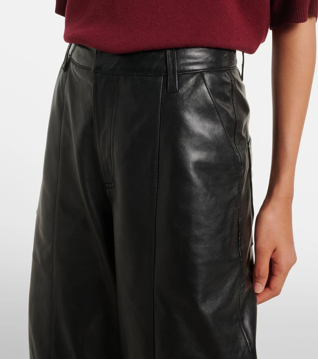 Rotate - Leather barrel-leg pants