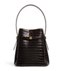 Toteme Brown Leather Croc-Embossed Bucket Shoulder Bag