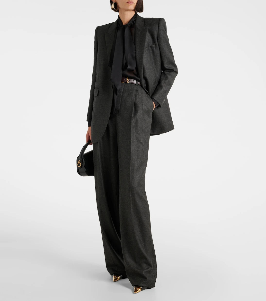 Saint Laurent - Pleated cashmere wide-leg pants