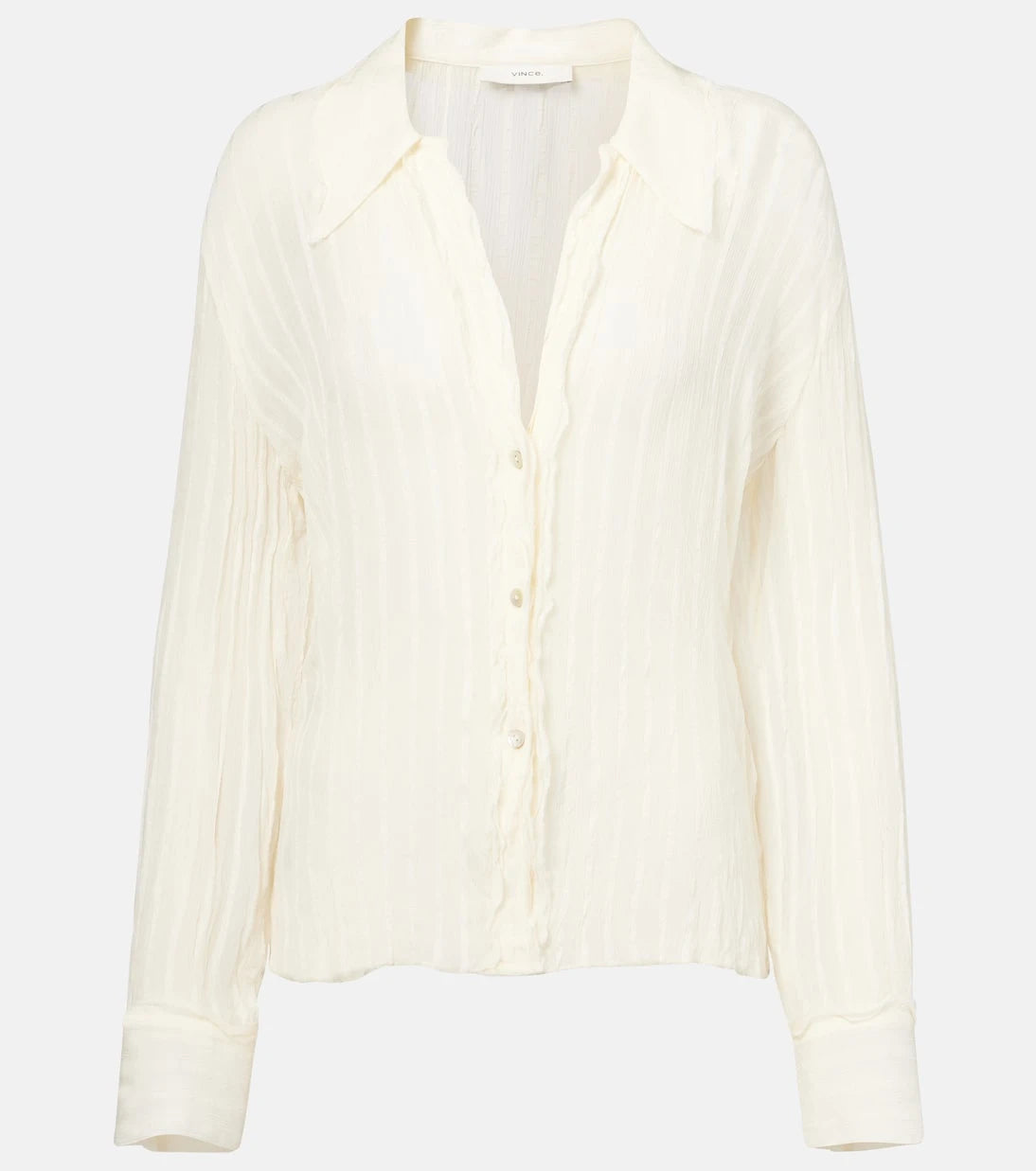 Vince - Ruffled striped semi-sheer shirt
