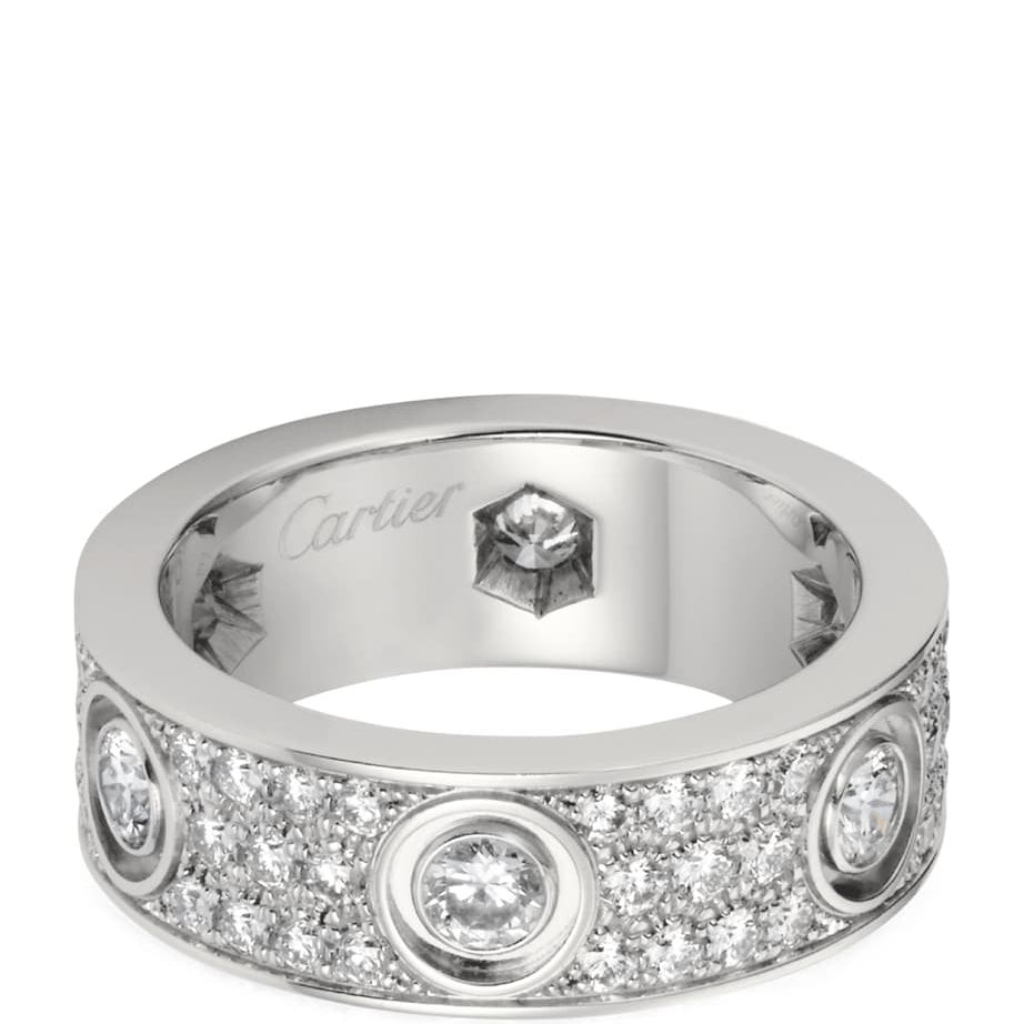 White Gold and Diamond LOVE Ring