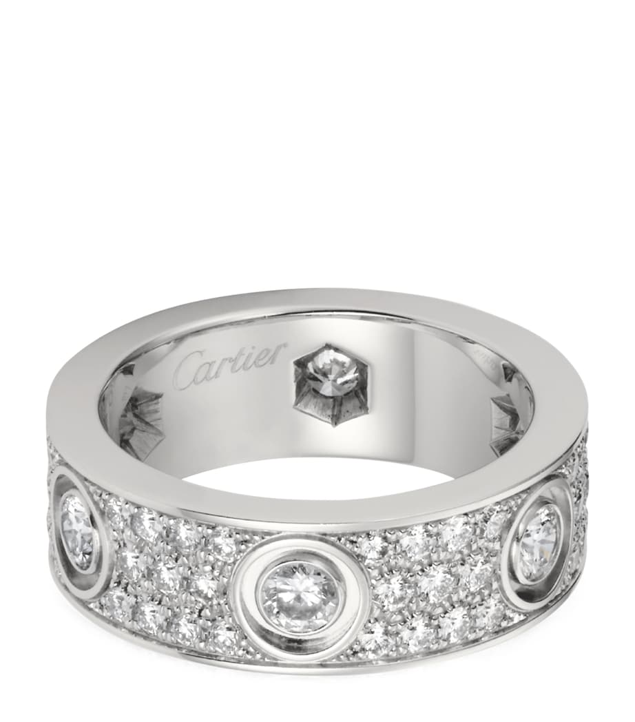White Gold and Diamond LOVE Ring