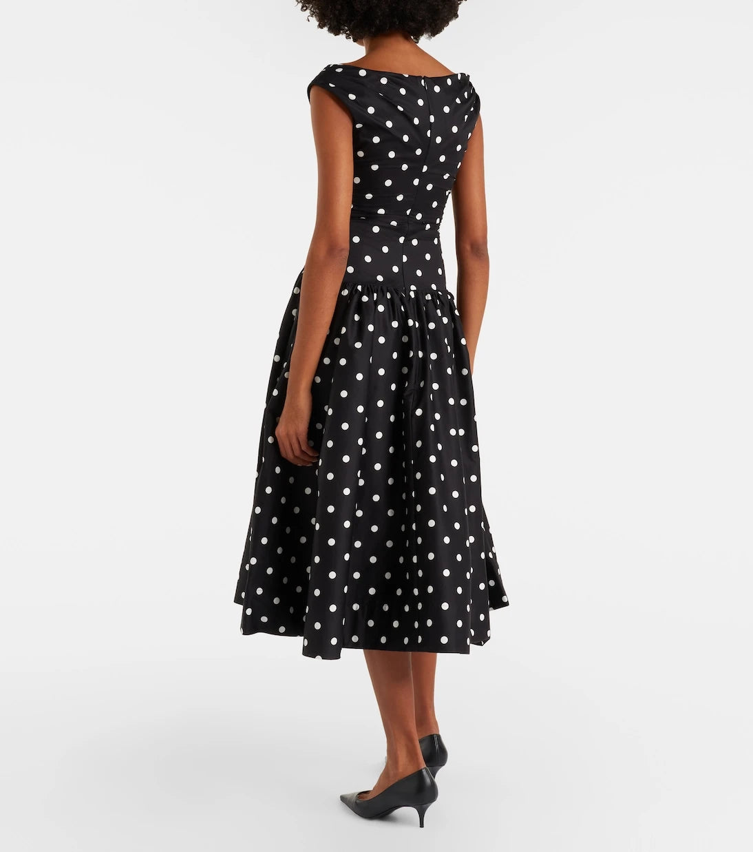 Self-Portrait - Polka-dot off-shoulder cotton midi dress
