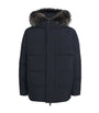 Yves Salomon Navy Down Waterproof Fox Fur-Trim Parka Coat